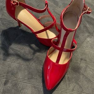 NWOT … red strapped heels